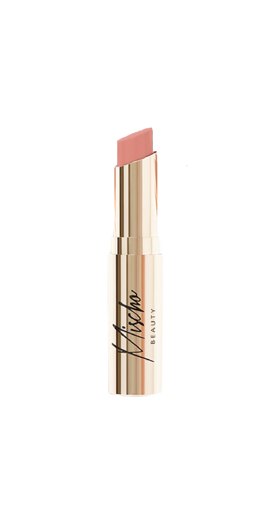 Mischo Beauty Sheer Lip Shine + Lip Balm - hydrating lip balm shine oil coats lips in a sheer and shiny latte nude color while enhancing your natural lip color.