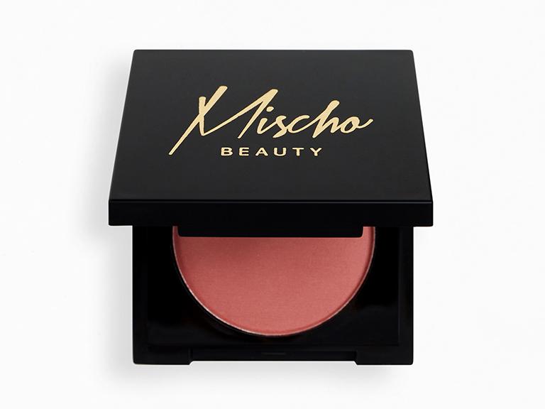Mischo Beauty Blush in Ijama - Silky, smooth, and highly pigmented superfine powder blush in a soft-coral peach color.