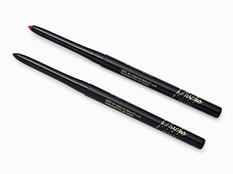 Mischo Beauty Lip Liner Duo Set in Madam and Ijama -  smooth, creamy, ultra-precise, and 100 percent smudge-proof. Set contains two gorgeous colors: deep purple mauve and rosey brown. 