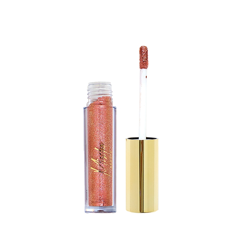 Mischo Beauty Liquid Eyeshadow - A long-wearing, ultra-creamy, liquid-metallic eyeshadow in glittery rose gold.